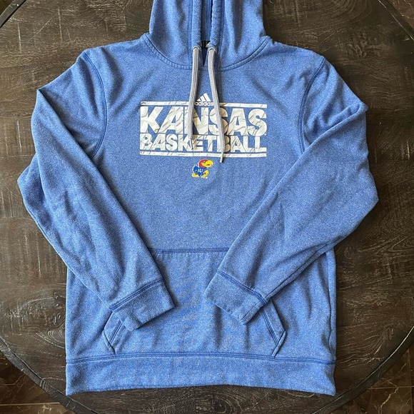 Adidas Kansas City‎ Jayhawks Basketball NCAA Blue Pullover Hoodie Men's Small - Picture 1 of 5